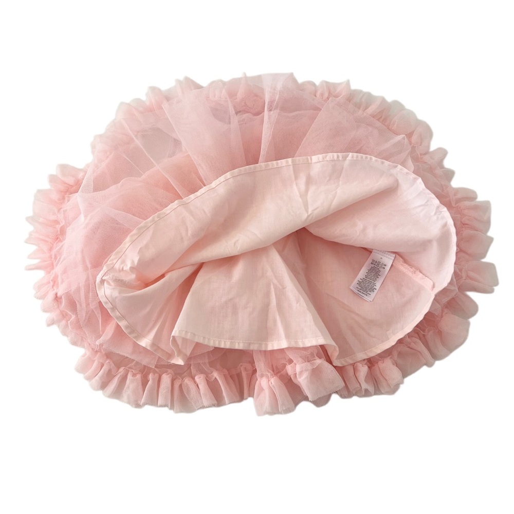 Isaac Mizrahi Peach Tulle Easter Ruffle Dress w/ Bunnies | Baby Girl 0-3 Months - Picture 4 of 8